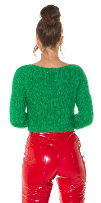 Cozy crop sweater-trui groen
